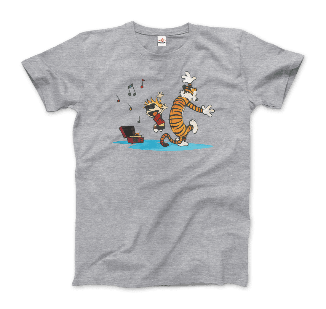Calvin and Hobbes Dancing with Record Player T-Shirt
