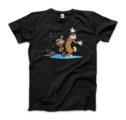 Calvin and Hobbes Dancing with Record Player T-Shirt