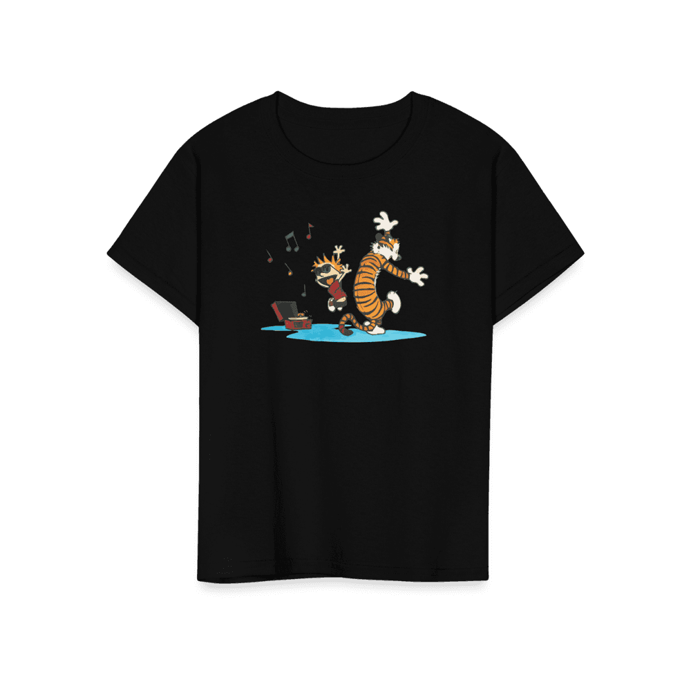 Calvin and Hobbes Dancing with Record Player T-Shirt