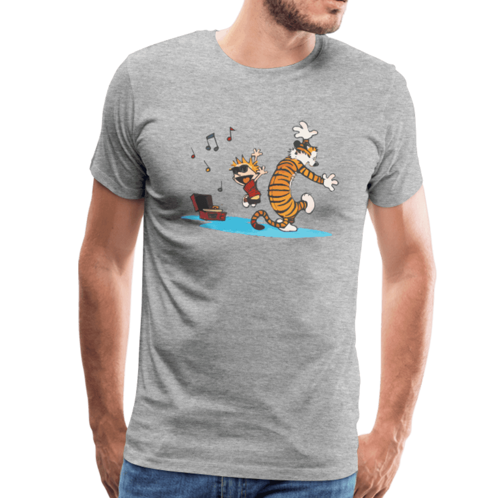 Calvin and Hobbes Dancing with Record Player T-Shirt