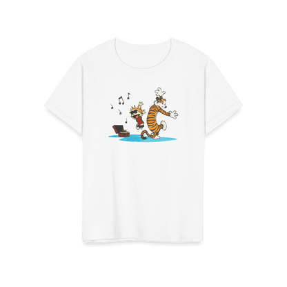 Calvin and Hobbes Dancing with Record Player T-Shirt