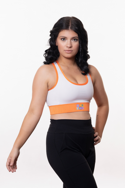 Soutien - gorge sport - Orange blanc - (VENTE FINALE)