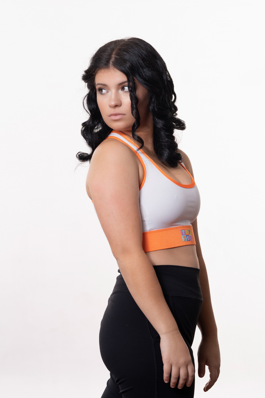 Soutien - gorge sport - Orange blanc - (VENTE FINALE)