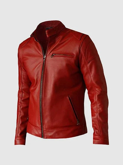 Elegante Rote Lederjacke