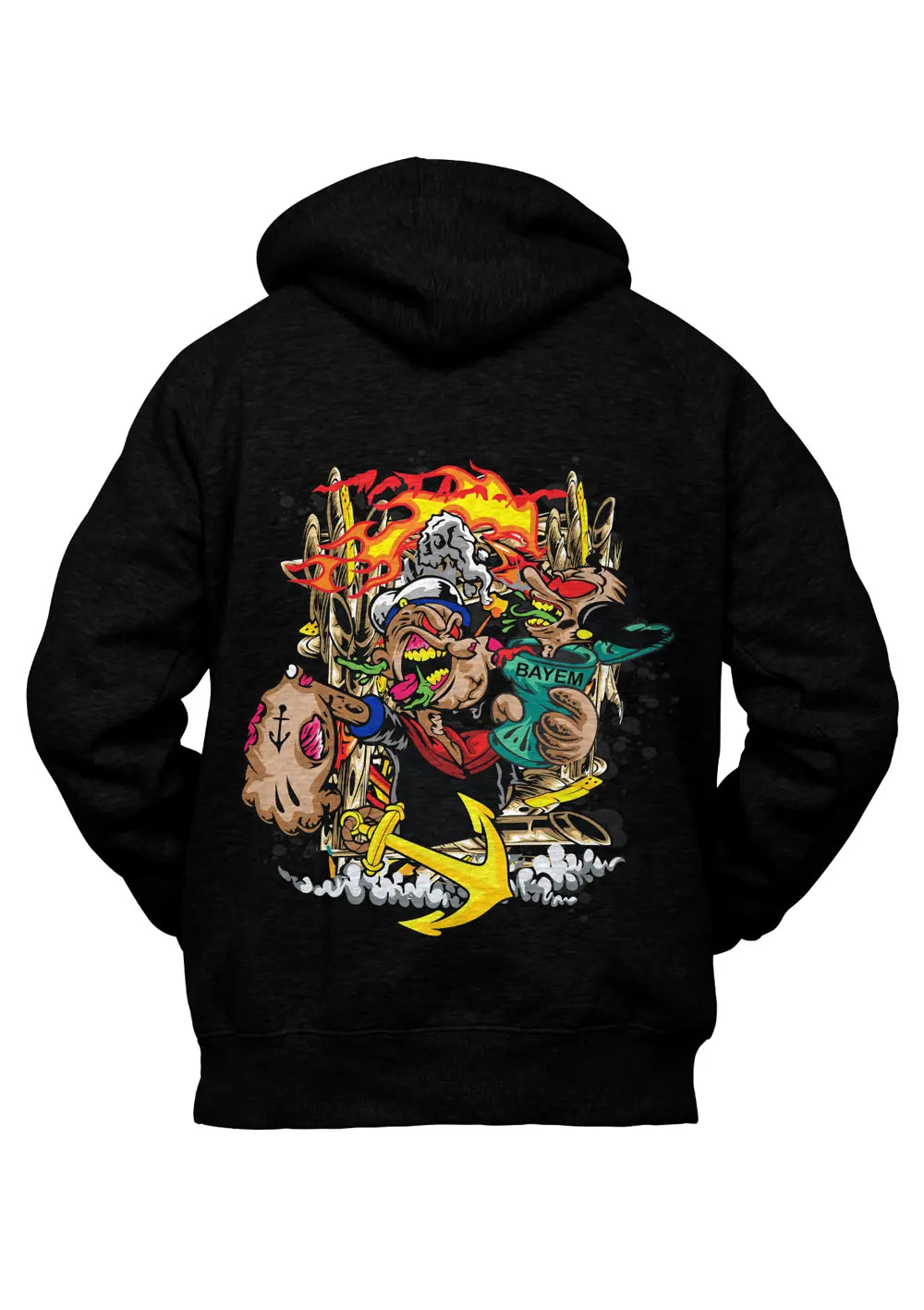 Felpa con Cappuccio Braccio Di Ferro Popeye Olivia Zombie Style