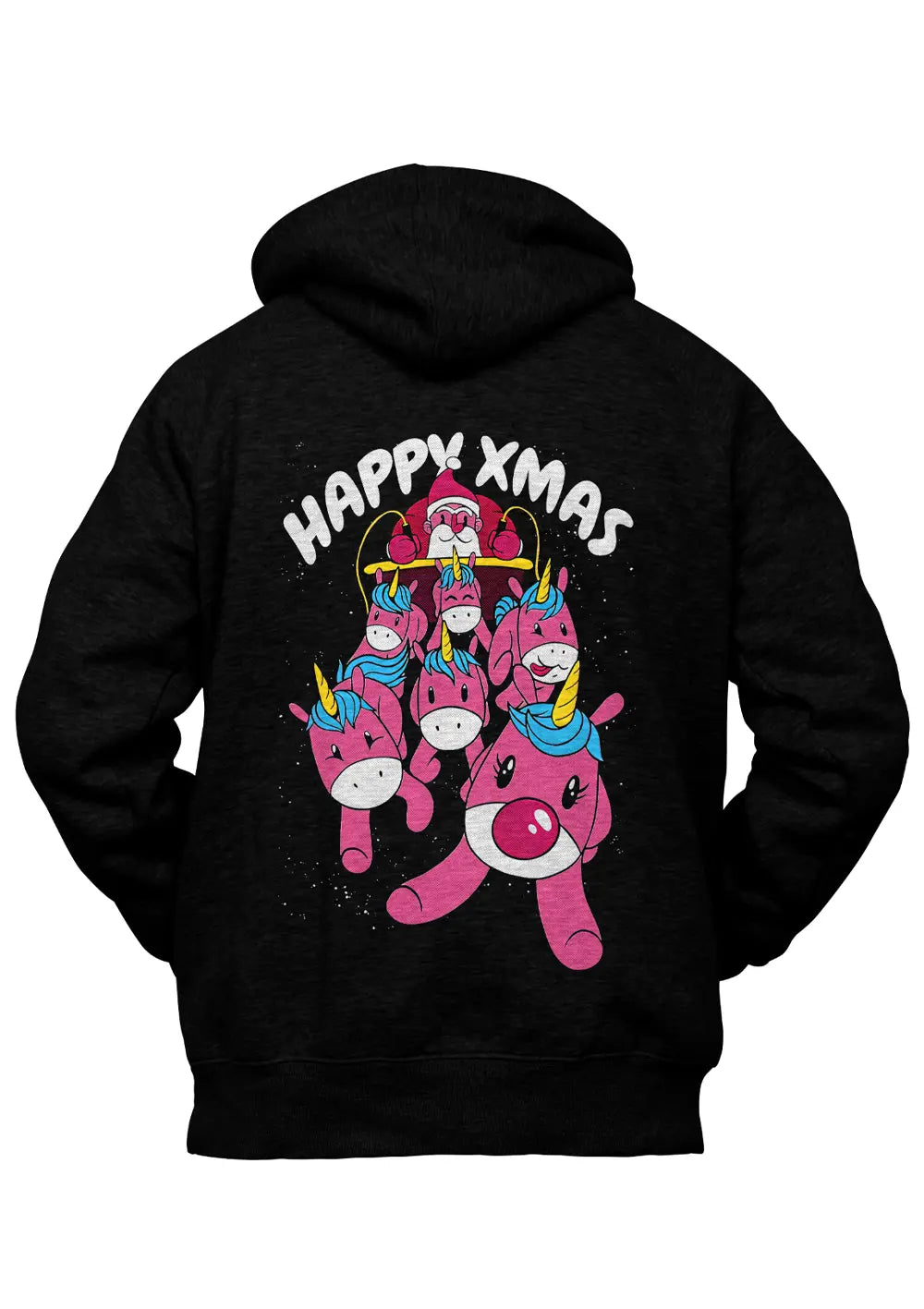 Felpa con Cappuccio Retro Babbo Natale Happy Xmas