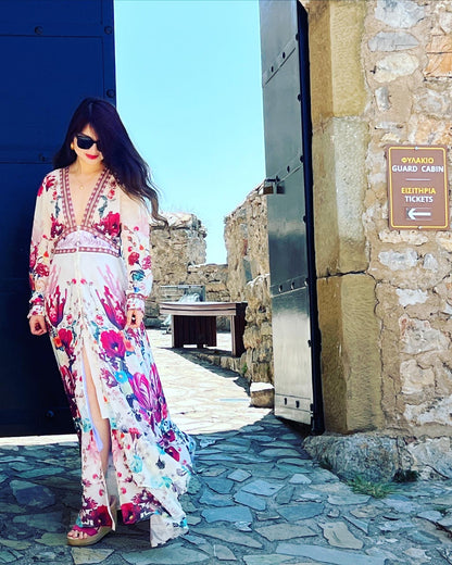 Lidia Floral Print Special Occasion Maxi Dress