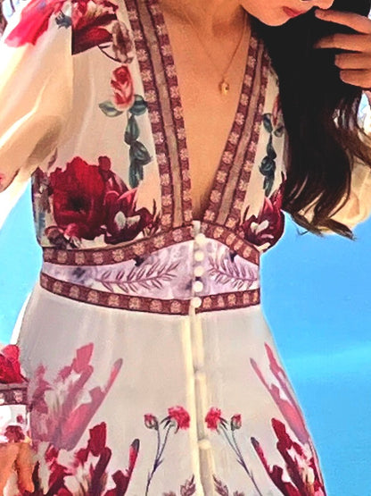 Lidia Floral Print Special Occasion Maxi Dress