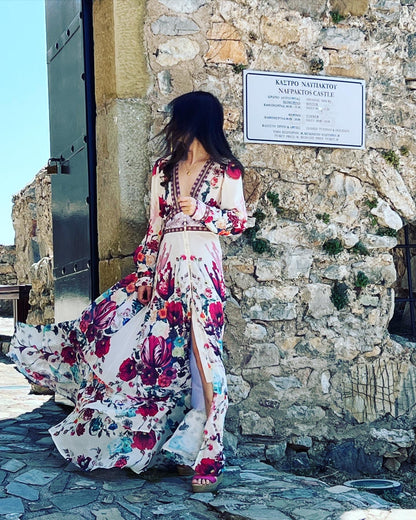 Lidia Floral Print Special Occasion Maxi Dress