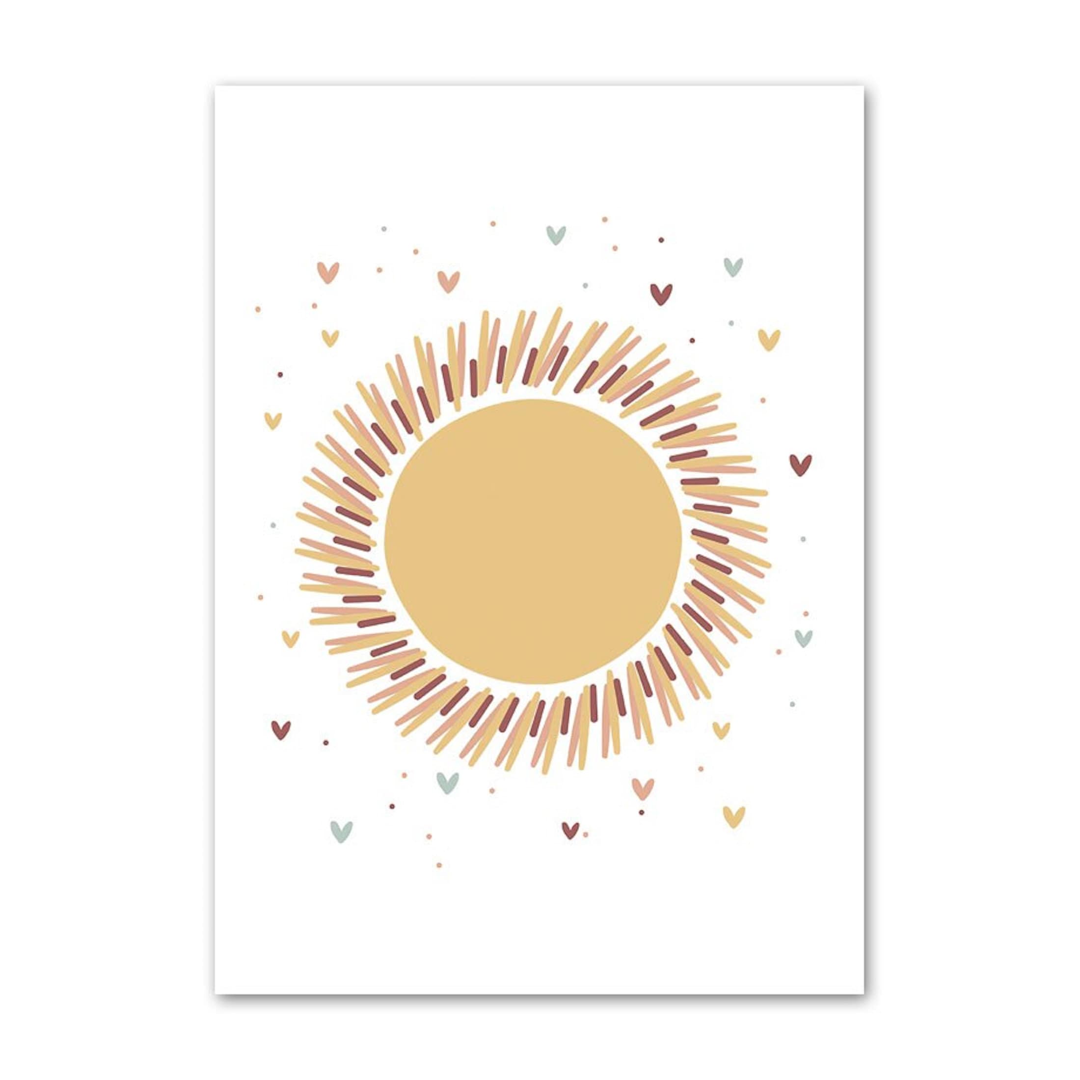 Poster für Kinderzimmer mit Sonne und Regenbogen als Deko Print ohne Rahmen