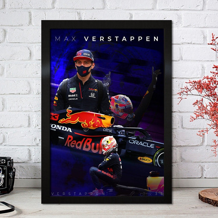 Poster Formel 1 Max Verstappen Rennfahrer Helm Rennwagen Red Bull I Deko Print ohne Rahmen
