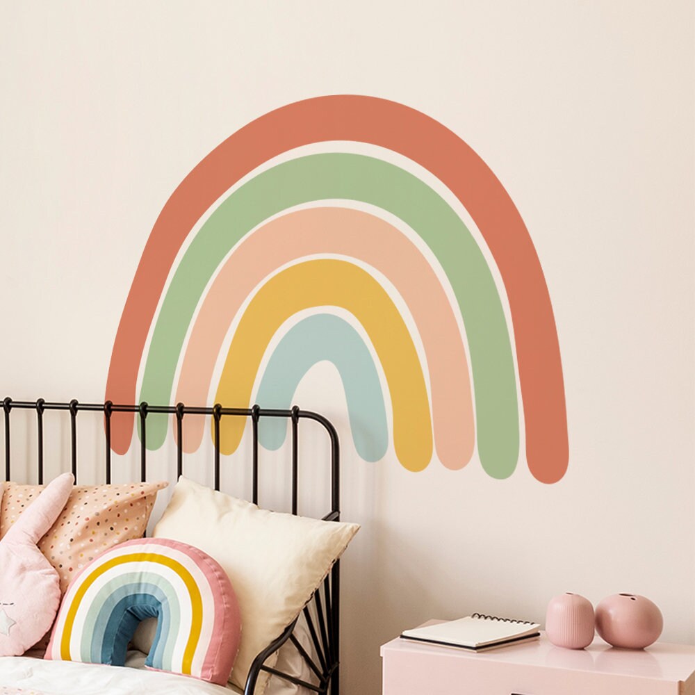 Sticker Kinderzimmer Wandaufkleber Boho Stil Regenbogen Blumen I Wand Deko I Wandtattoos I Babyzimmer Wand Deko I Sticker Set