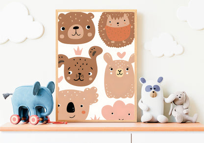 Poster Kinderzimmer Bilder Sonnenstrahlen Blumen Regenbogen Regen Herzen Mond Berge Gute Nacht I Wand Deko I Deko Print ohne Rahmen