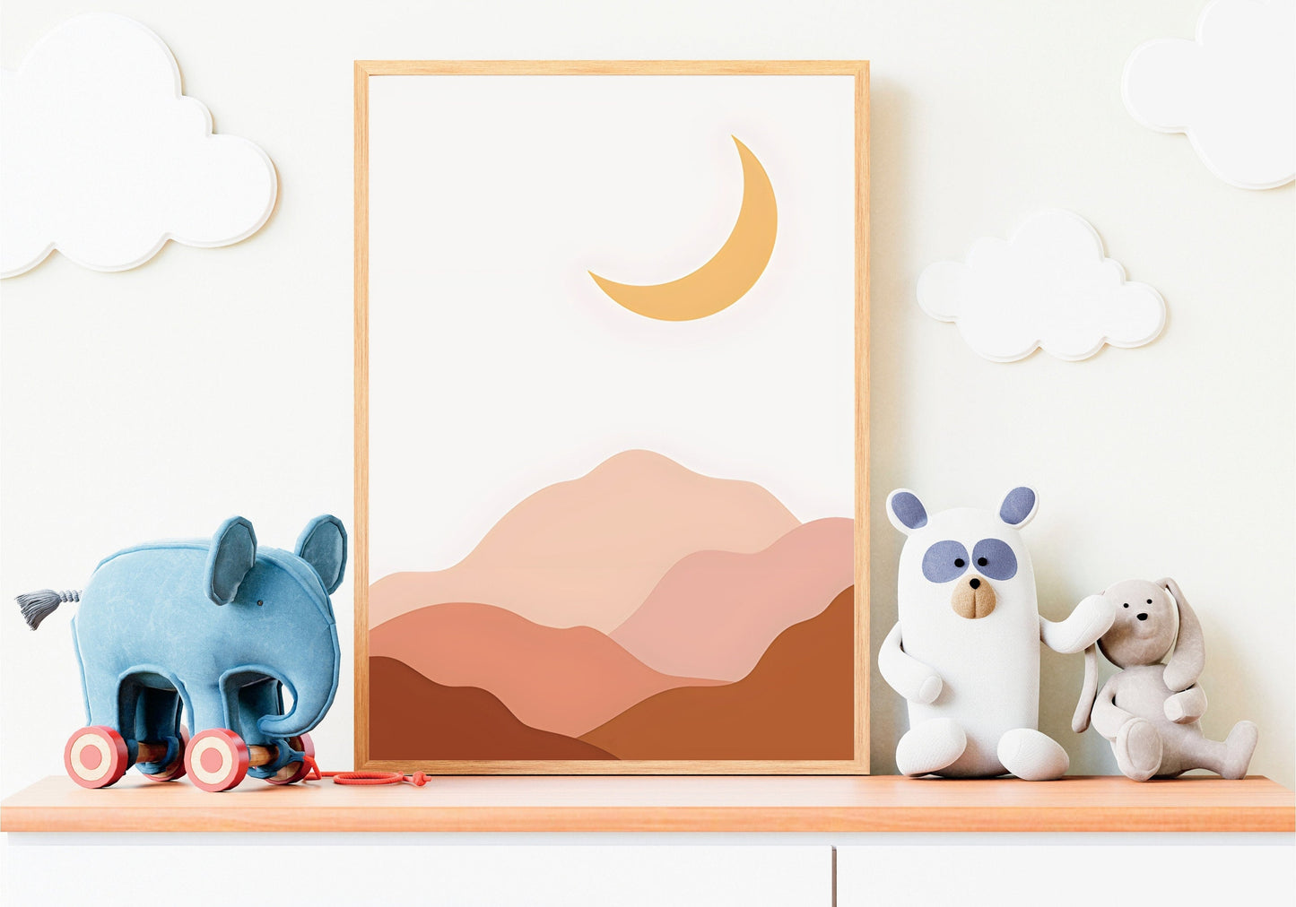 Poster Kinderzimmer Bilder Sonnenstrahlen Blumen Regenbogen Regen Herzen Mond Berge Gute Nacht I Wand Deko I Deko Print ohne Rahmen