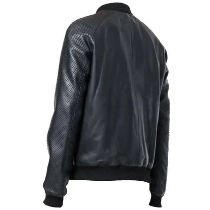 Mens Studded Leather Bomber Jacket