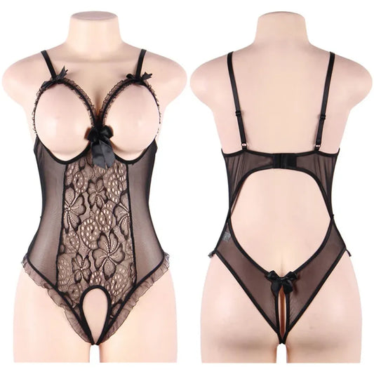 Plus Size Crotchless Lingerie Set
