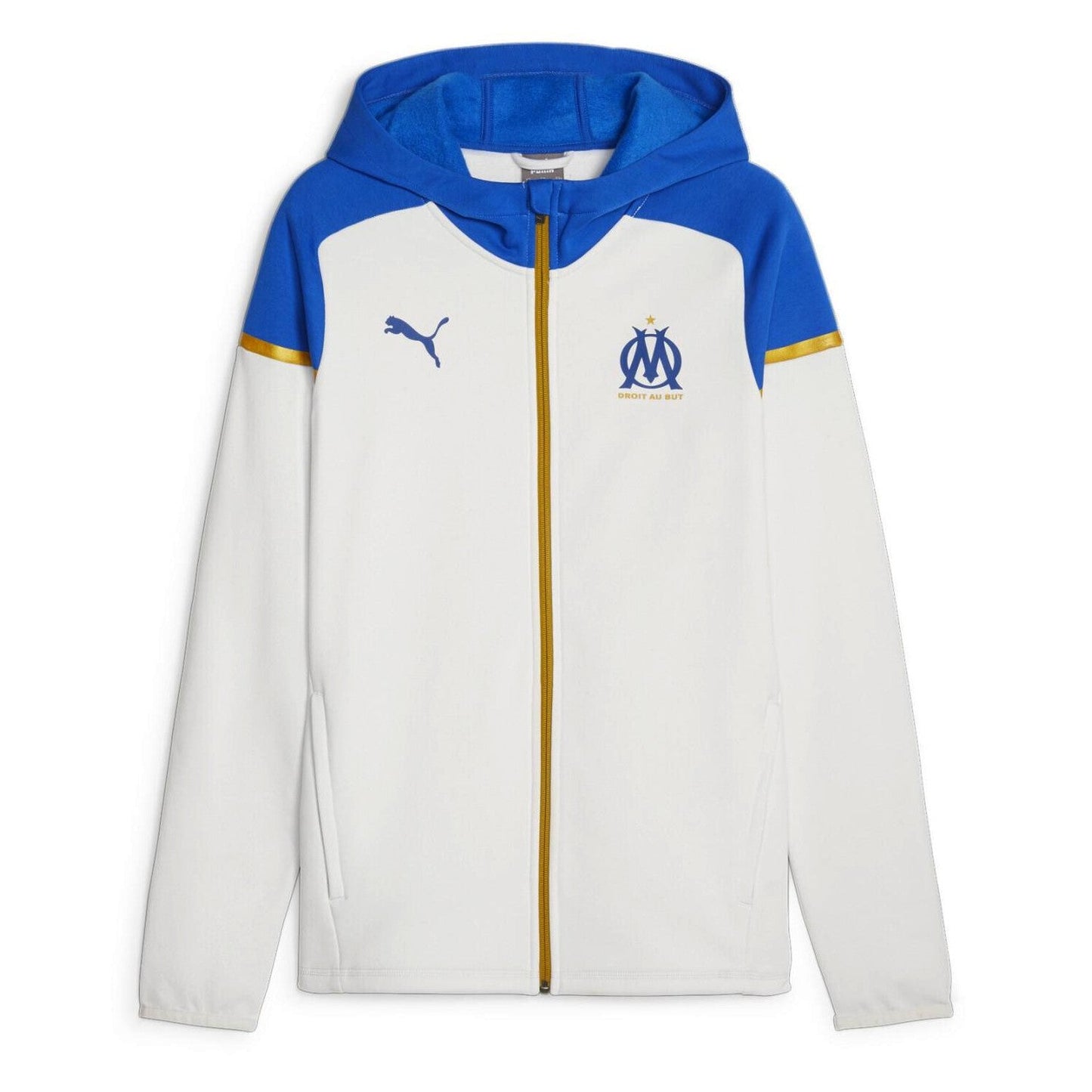 Olympique Marseille white/blue Casual hooded presentation tracksuit 2023/24 - Puma