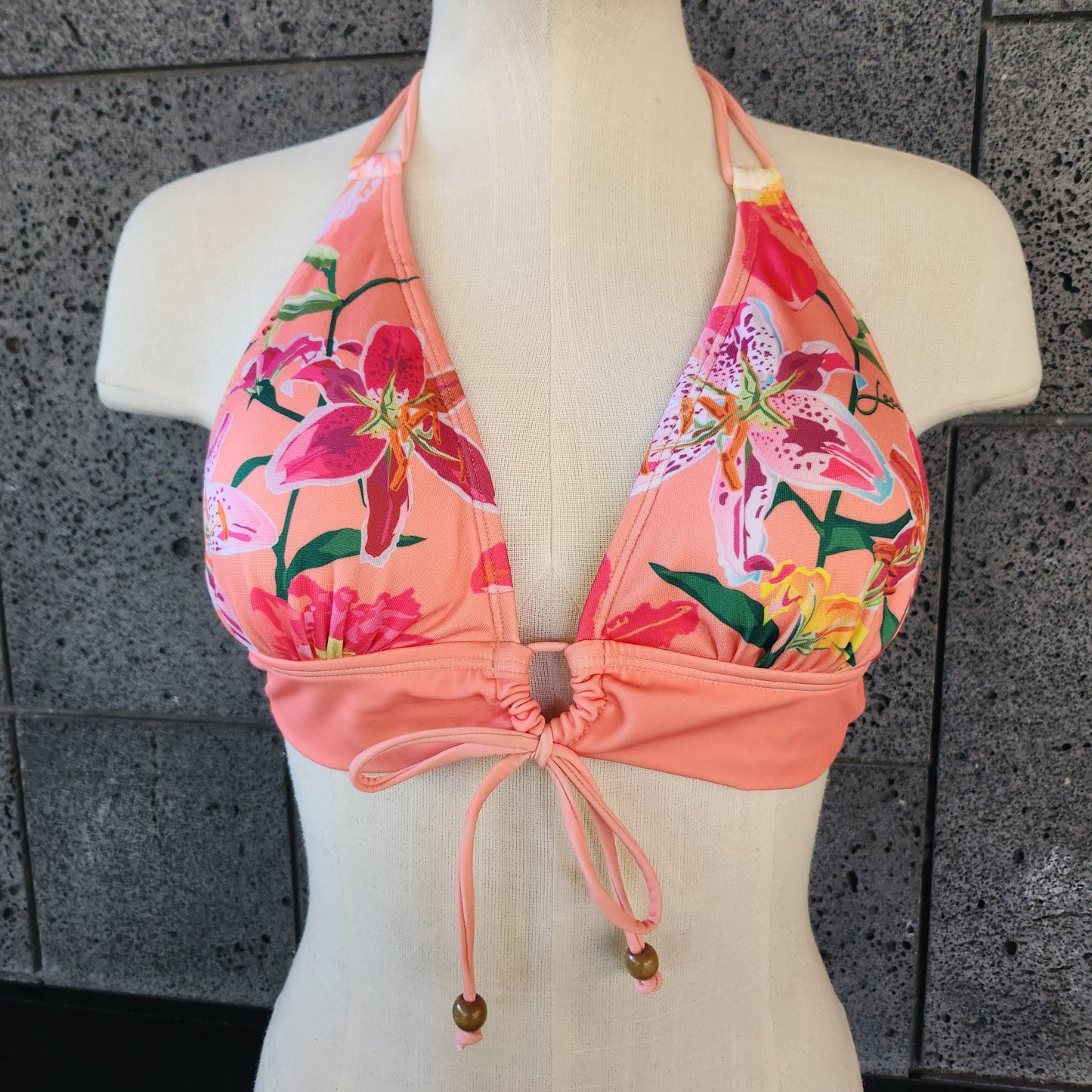 Loco Boutique Woman's Tropical Orchid Keyhole Front Banded Chest Bikini Top