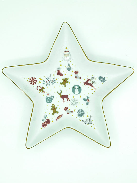 Christmas Greeting Star Shaped Tray
