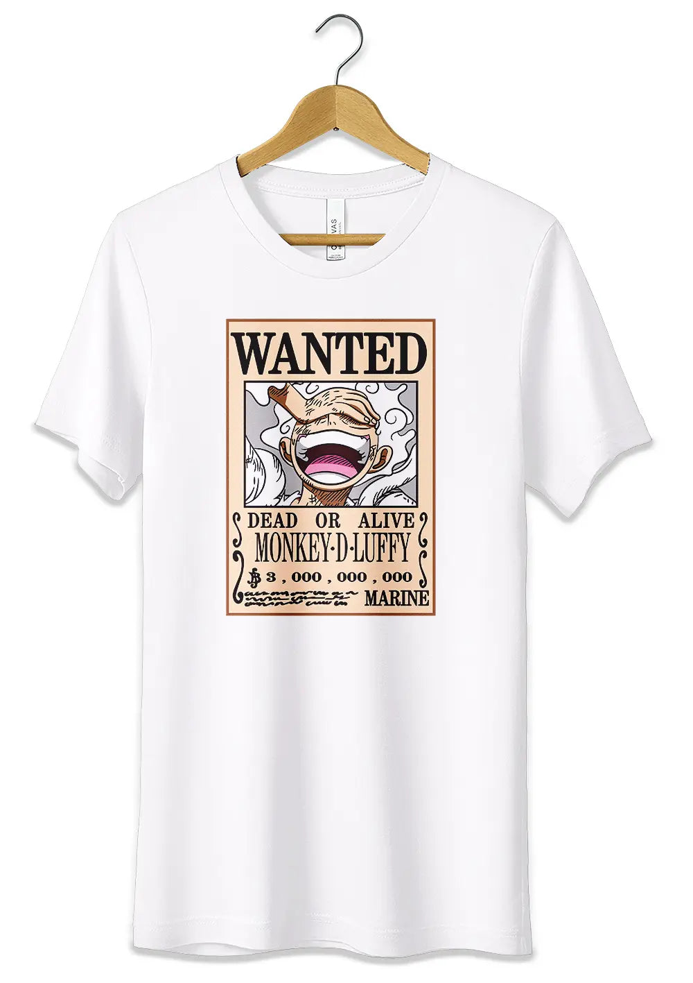 T-Shirt Maglietta Anime Monkey D Luffy Rubber Gear 5 Manifesto Wanted One Piece