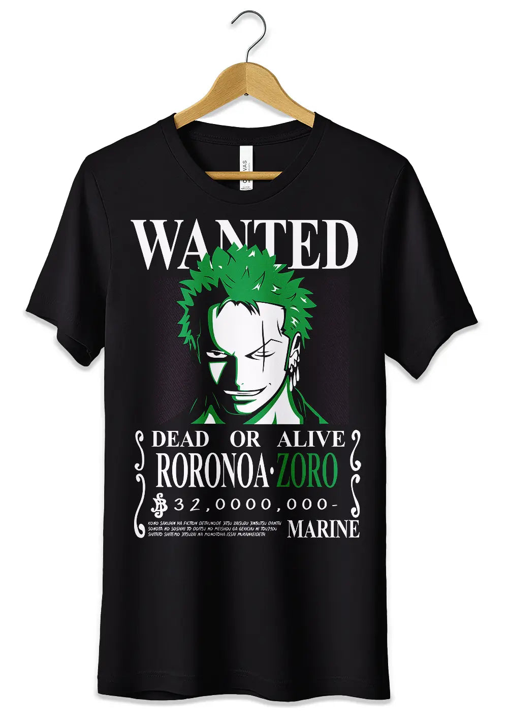 T-Shirt Maglietta Anime Roronoa Zoro Wanted One Piece