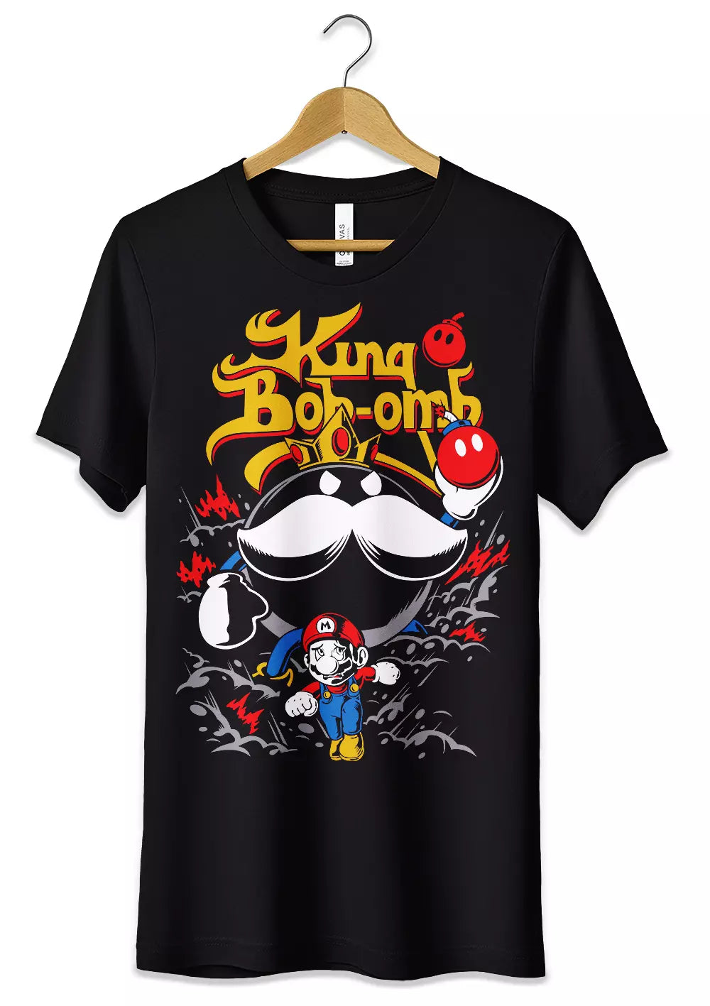 T-Shirt Maglietta Videogames Super Mario vs King Bob-omb